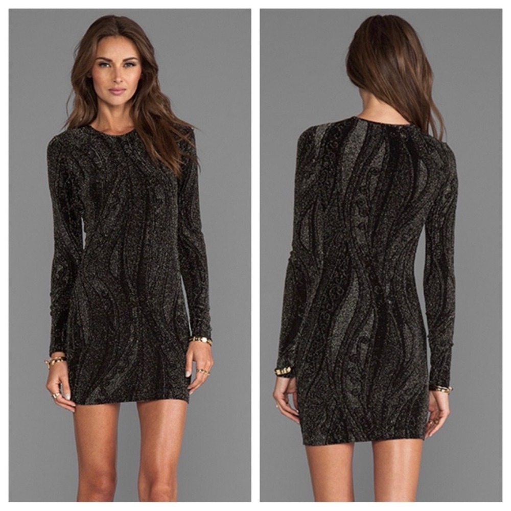 Torn by Ronny Kobo Black Metallic Mini Dress